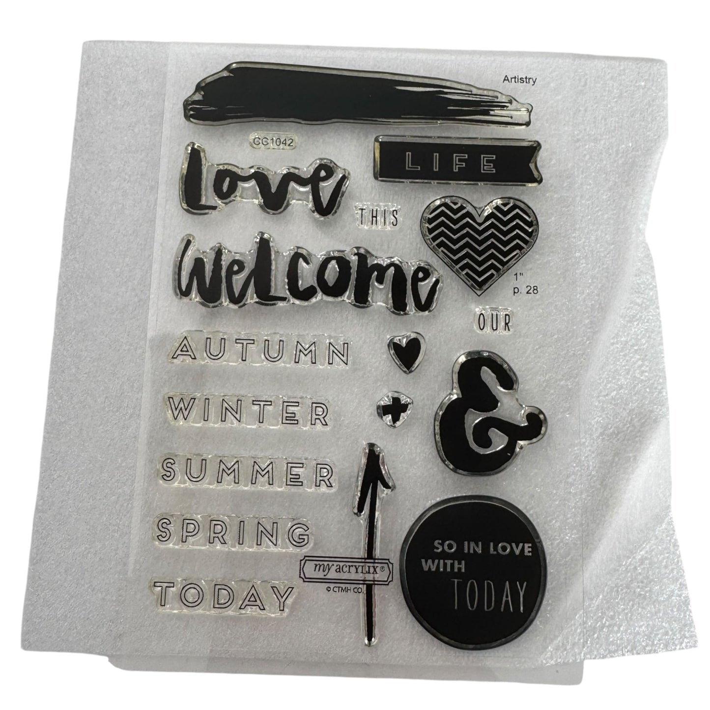 CTMH My Acrylix Acrylic Stamp Set Hello Life Pocket Scrapbooking Seasons CC1042