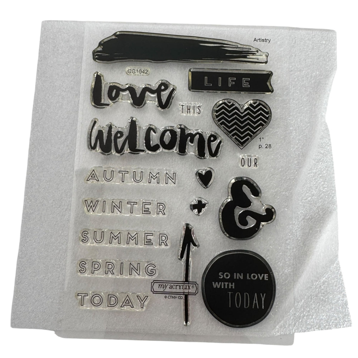 CTMH My Acrylix Acrylic Stamp Set Hello Life Pocket Scrapbooking Seasons CC1042