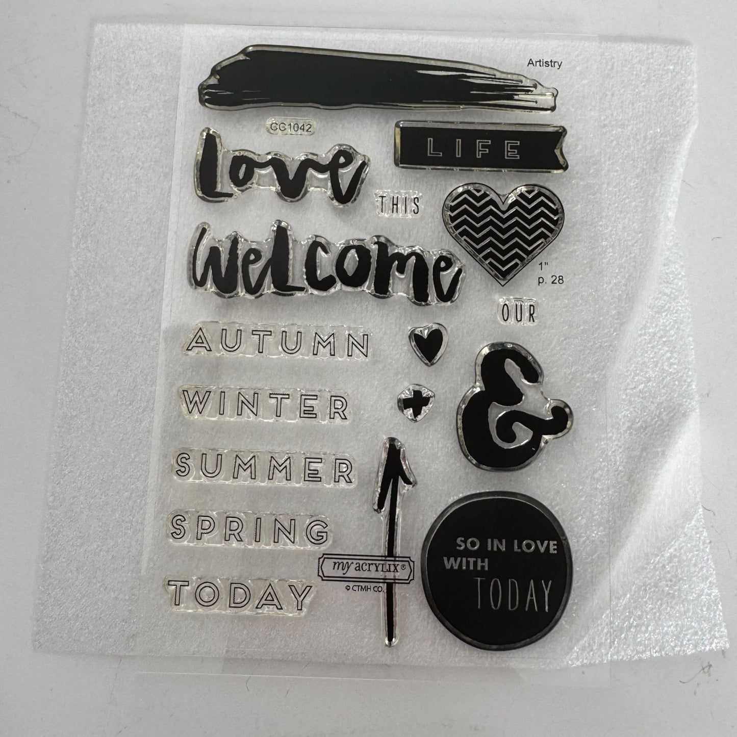 CTMH My Acrylix Acrylic Stamp Set Hello Life Pocket Scrapbooking Seasons CC1042
