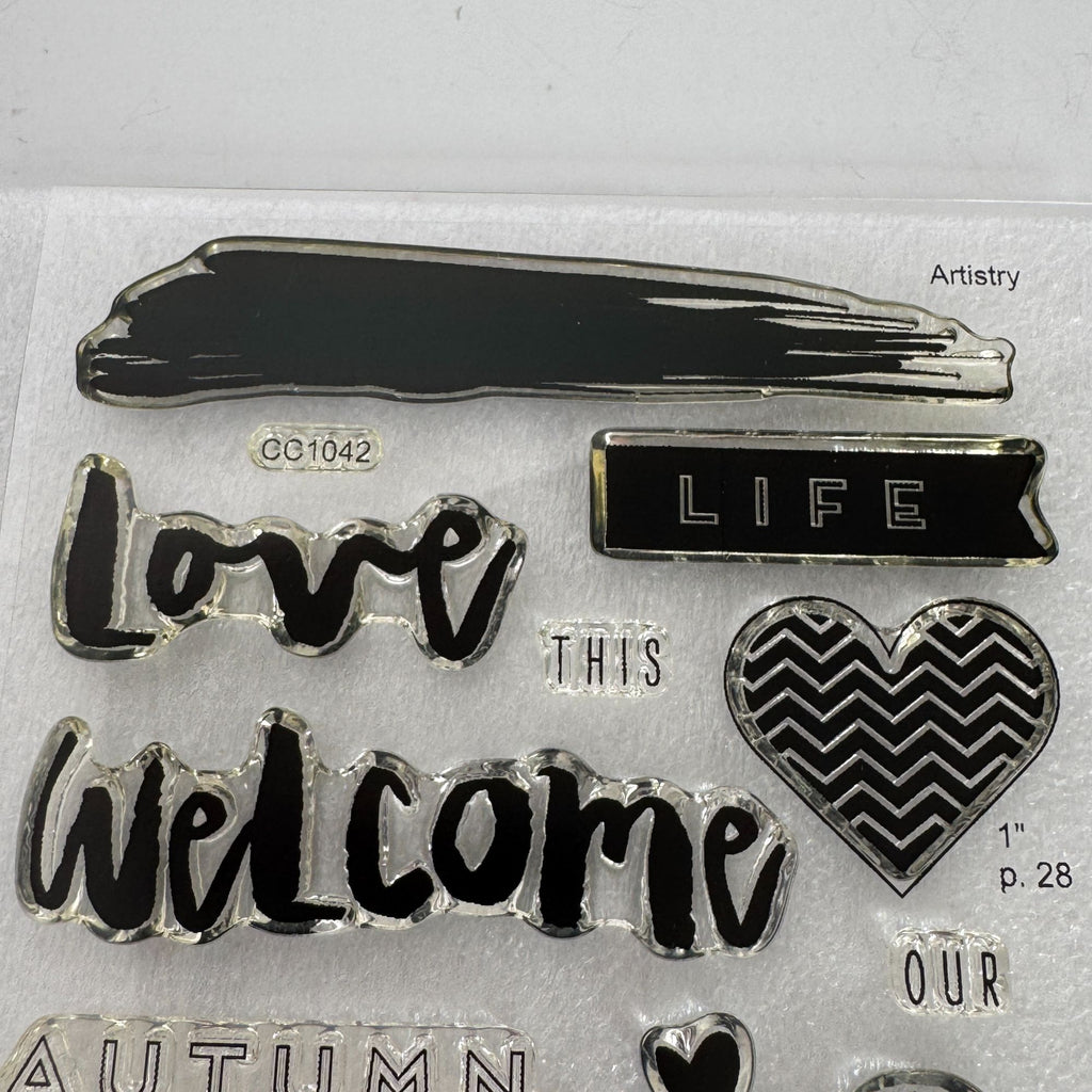 CTMH My Acrylix Acrylic Stamp Set Hello Life Pocket Scrapbooking Seasons CC1042