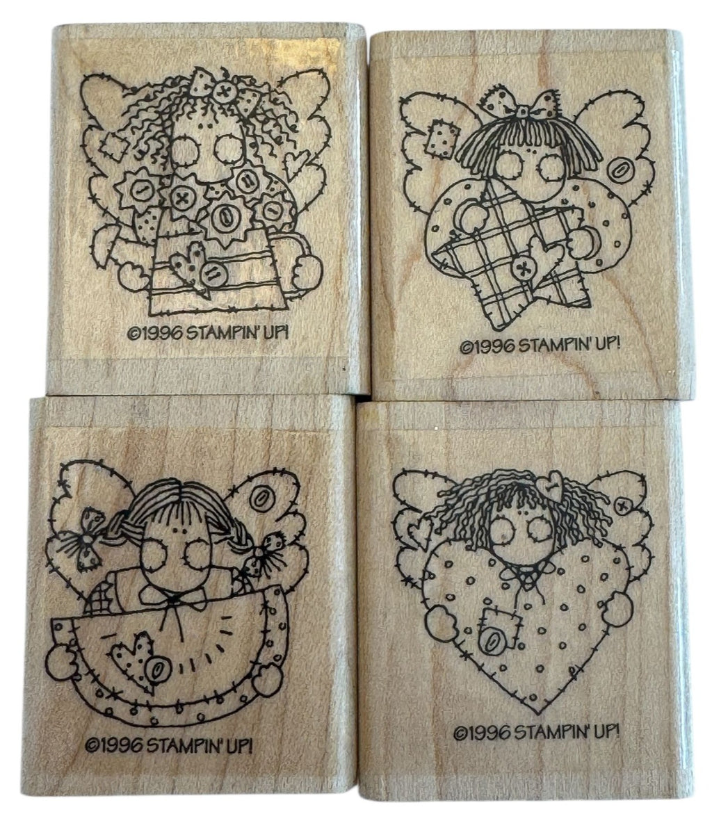 Stampin Up Rubber Stamps Angels Set Country Plaid Buttons Watermelon Heart Star