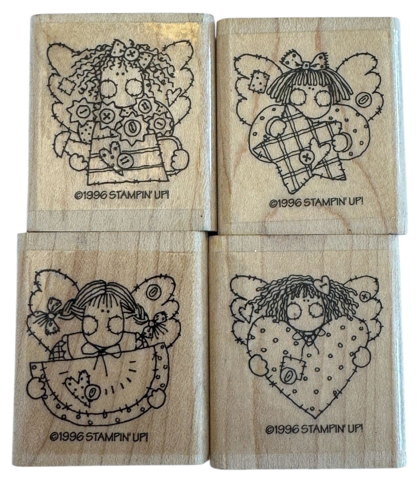 Stampin Up Rubber Stamps Angels Set Country Plaid Buttons Watermelon Heart Star