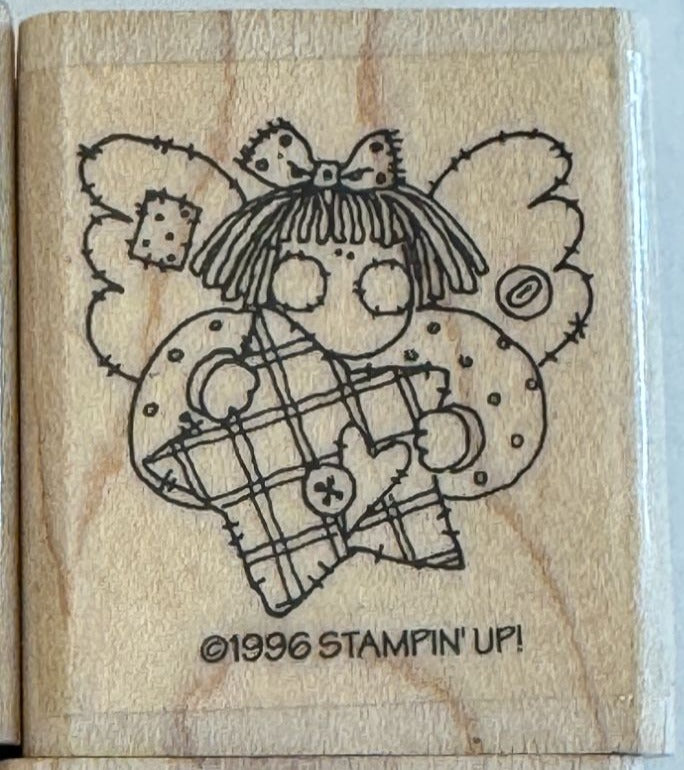 Stampin Up Rubber Stamps Angels Set Country Plaid Buttons Watermelon Heart Star