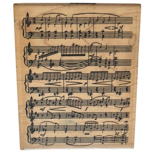 Stampington Rubber Stamp Sheet Music Medium Background Musical Notes Musician