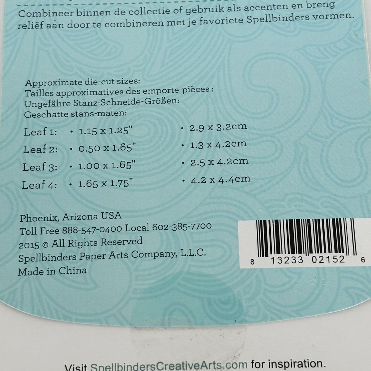 Spellbinders Die D-Lites Leaf Cutting Dies Fall Autumn Botanical Cardmaking Elm