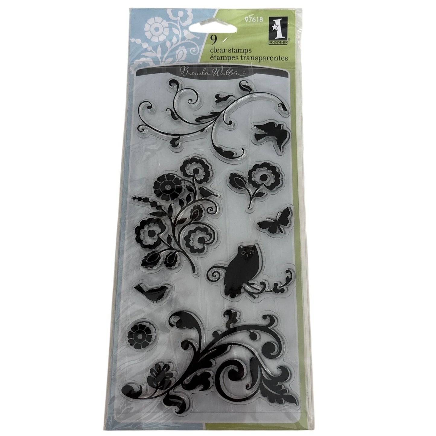 Inkadinkado Clear Stamps Flourishes Floral Nature Owl Brenda Walton Cardmaking Craft 97618