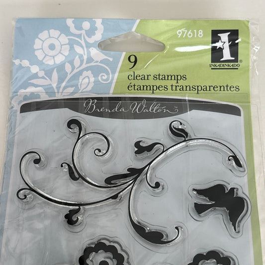 Inkadinkado Clear Stamps Flourishes Floral Nature Owl Brenda Walton Cardmaking Craft 97618
