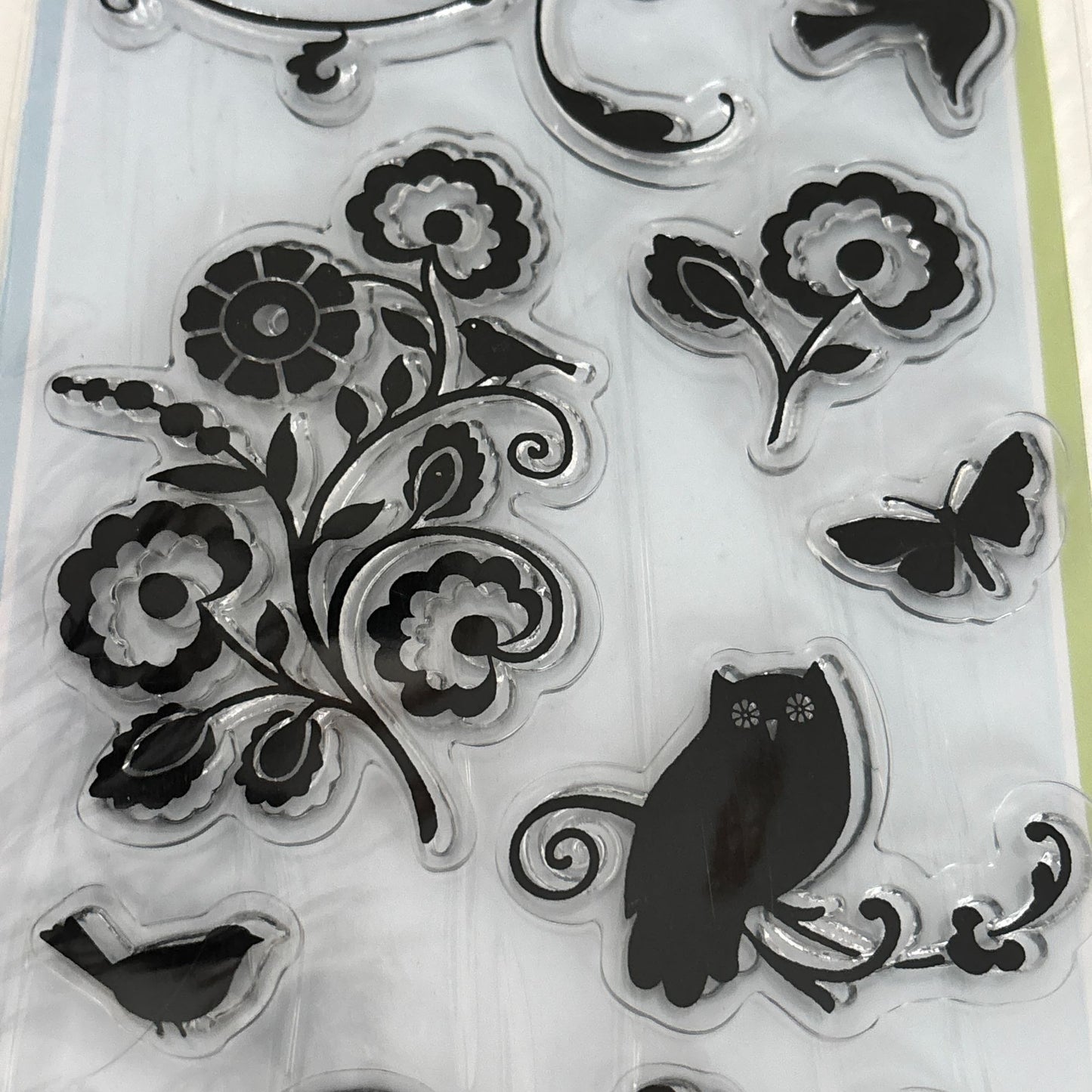Inkadinkado Clear Stamps Flourishes Floral Nature Owl Brenda Walton Cardmaking Craft 97618