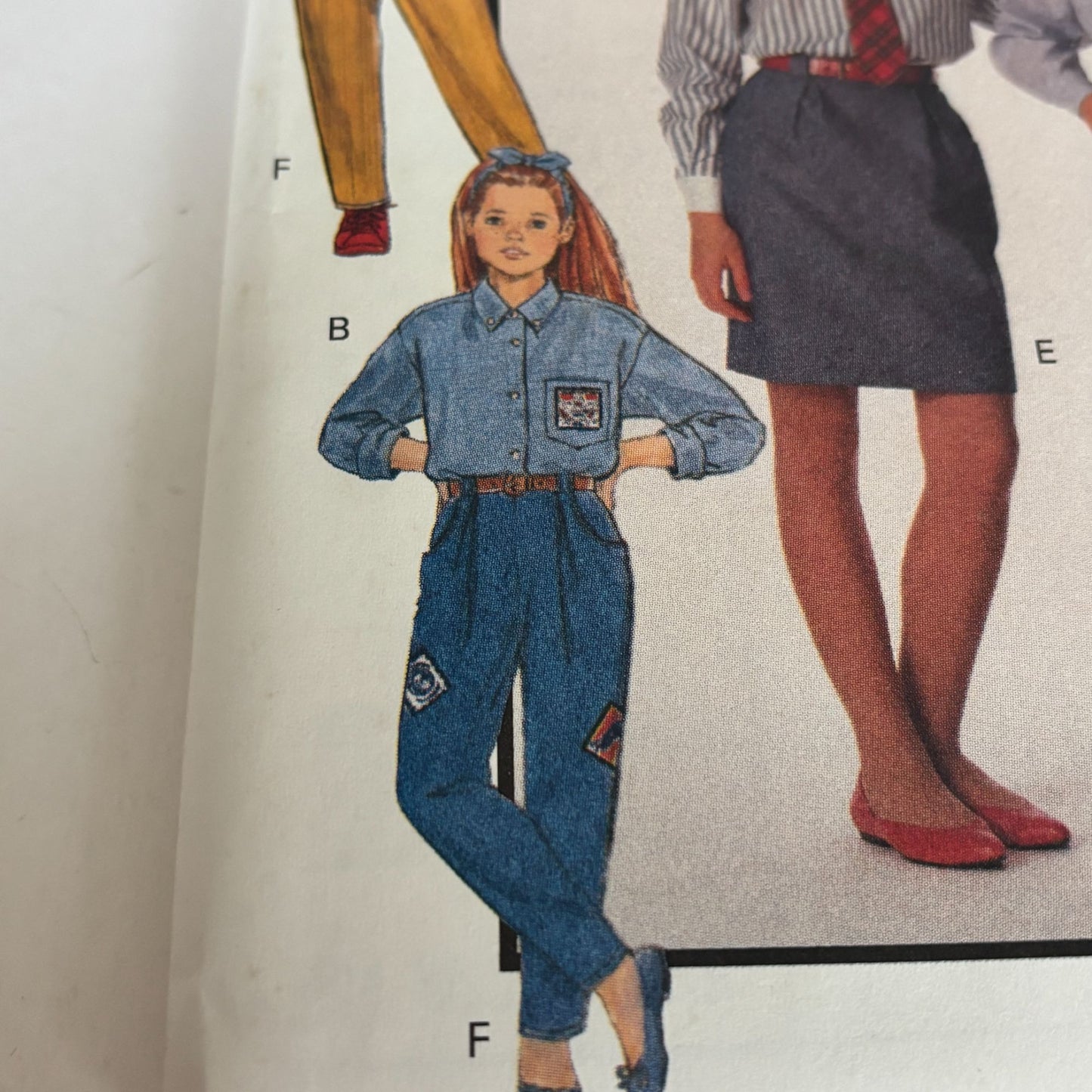 Butterick Sewing Pattern 6426 Girls Outfit 90s Shirt Skirt Pants Preppy School 7-10 Uncut