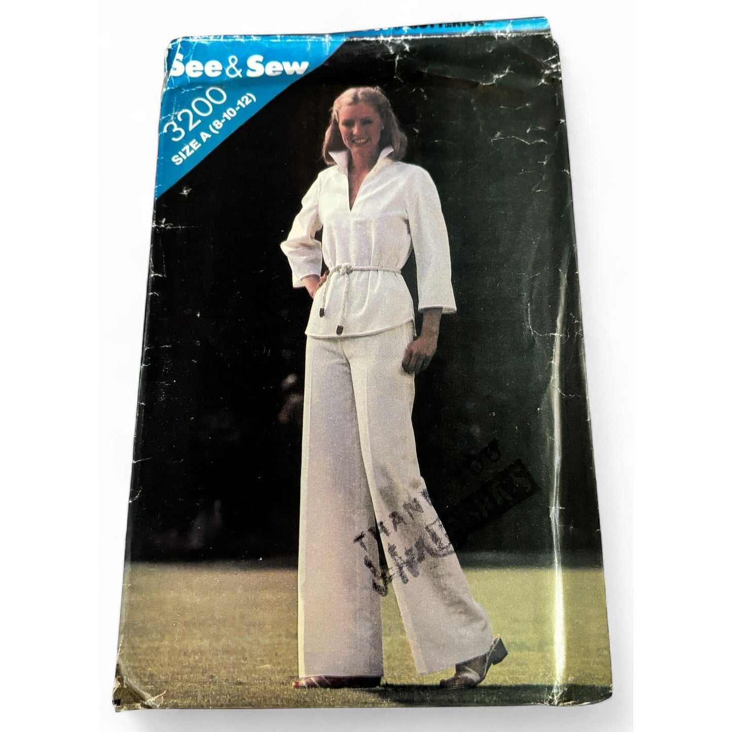 Butterick Sewing Pattern 3200 Wide Leg Pants Set Boho Top 8-12 Vintage 1970s Uncut