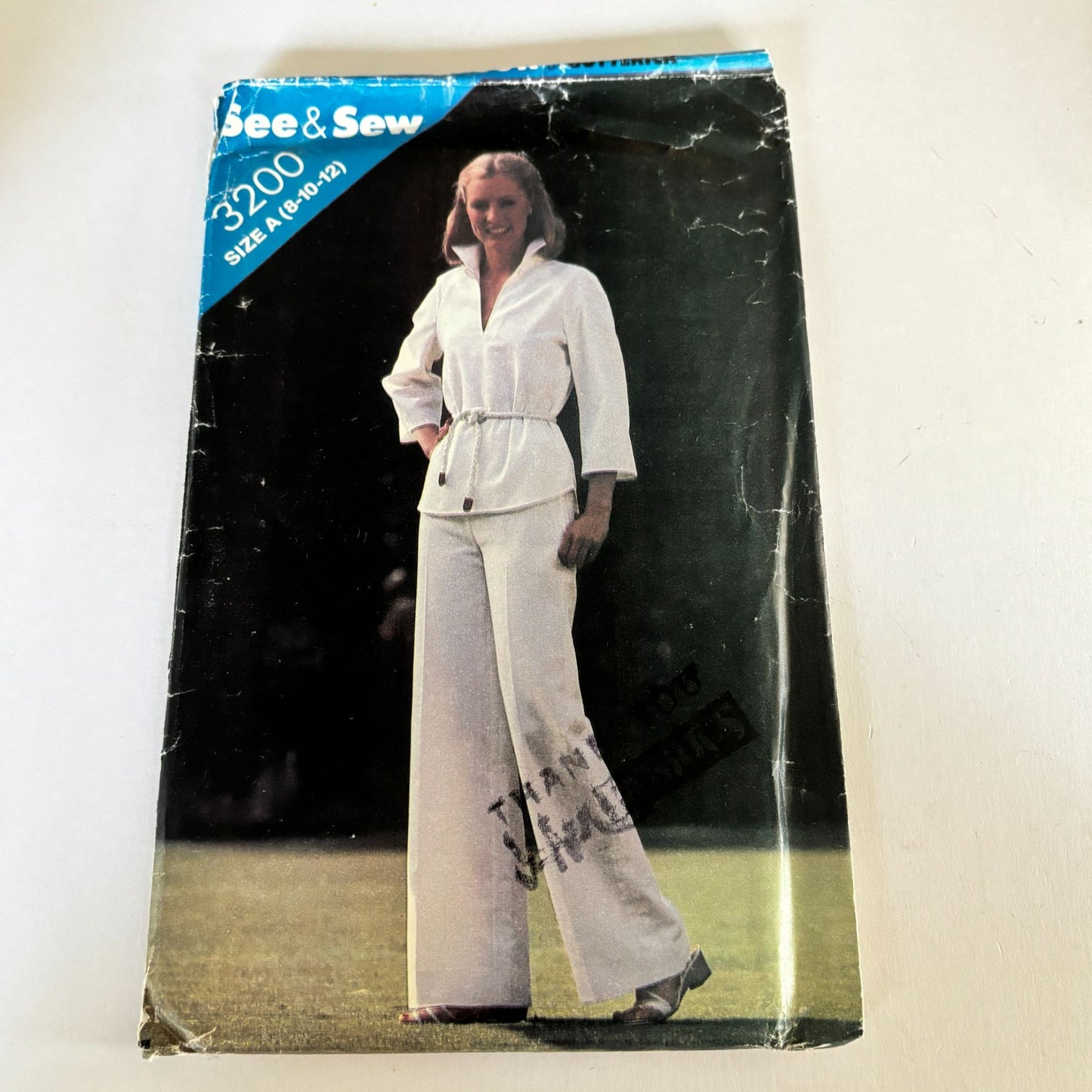 Butterick Sewing Pattern 3200 Wide Leg Pants Set Boho Top 8-12 Vintage 1970s Uncut