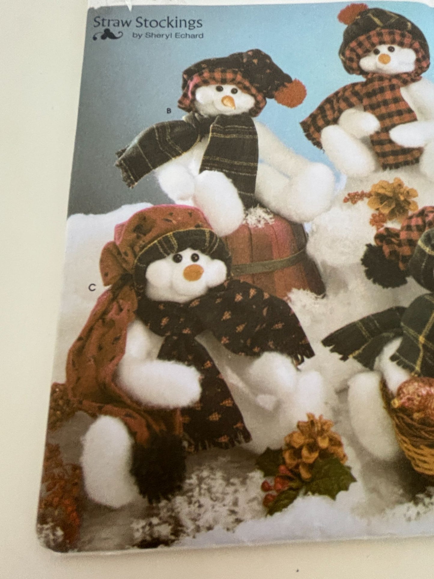 Simplicity Crafts Sewing Pattern 4845 Snowmen Christmas Home Decor Snowman Scarf