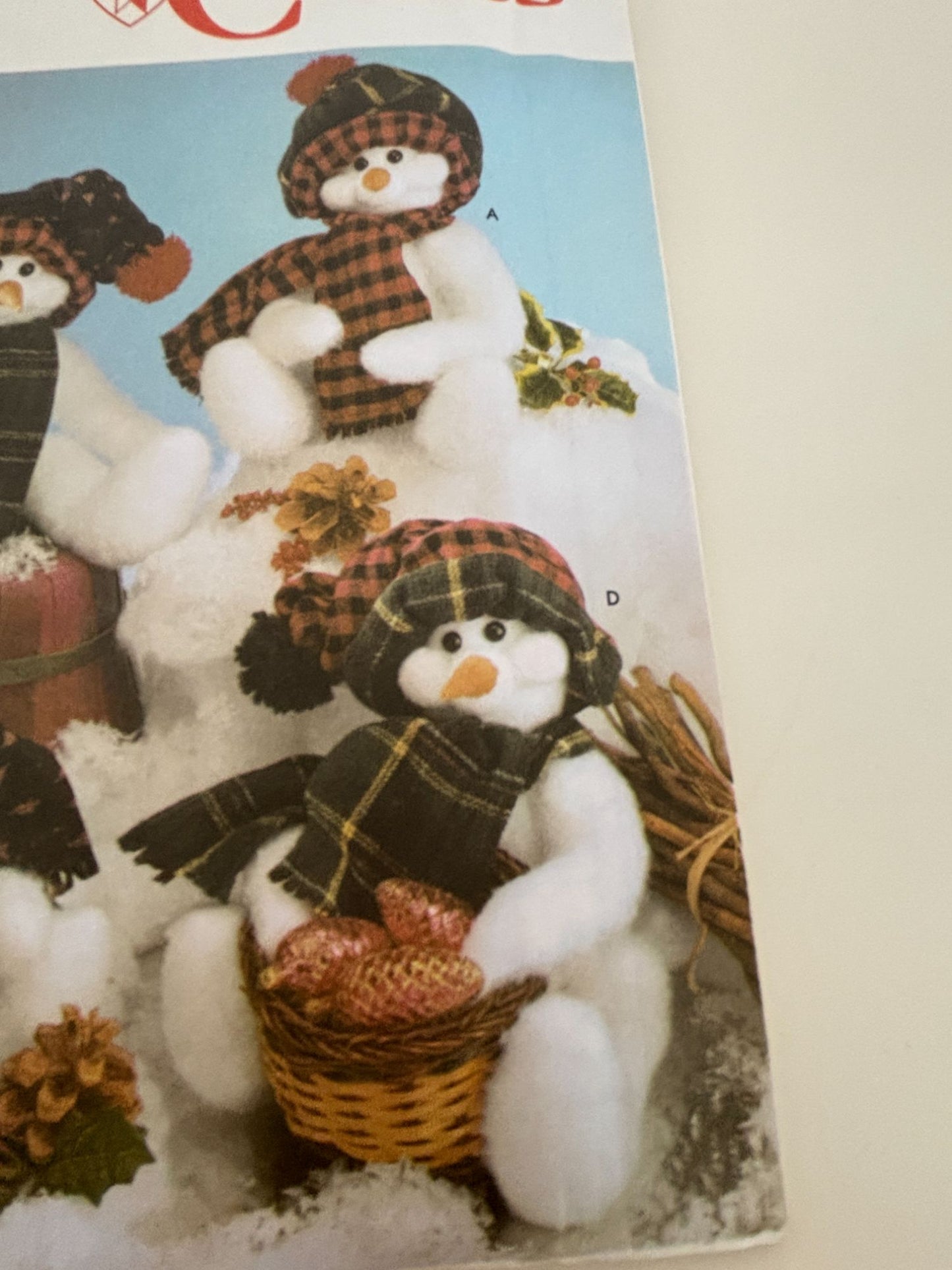 Simplicity Crafts Sewing Pattern 4845 Snowmen Christmas Home Decor Snowman Scarf