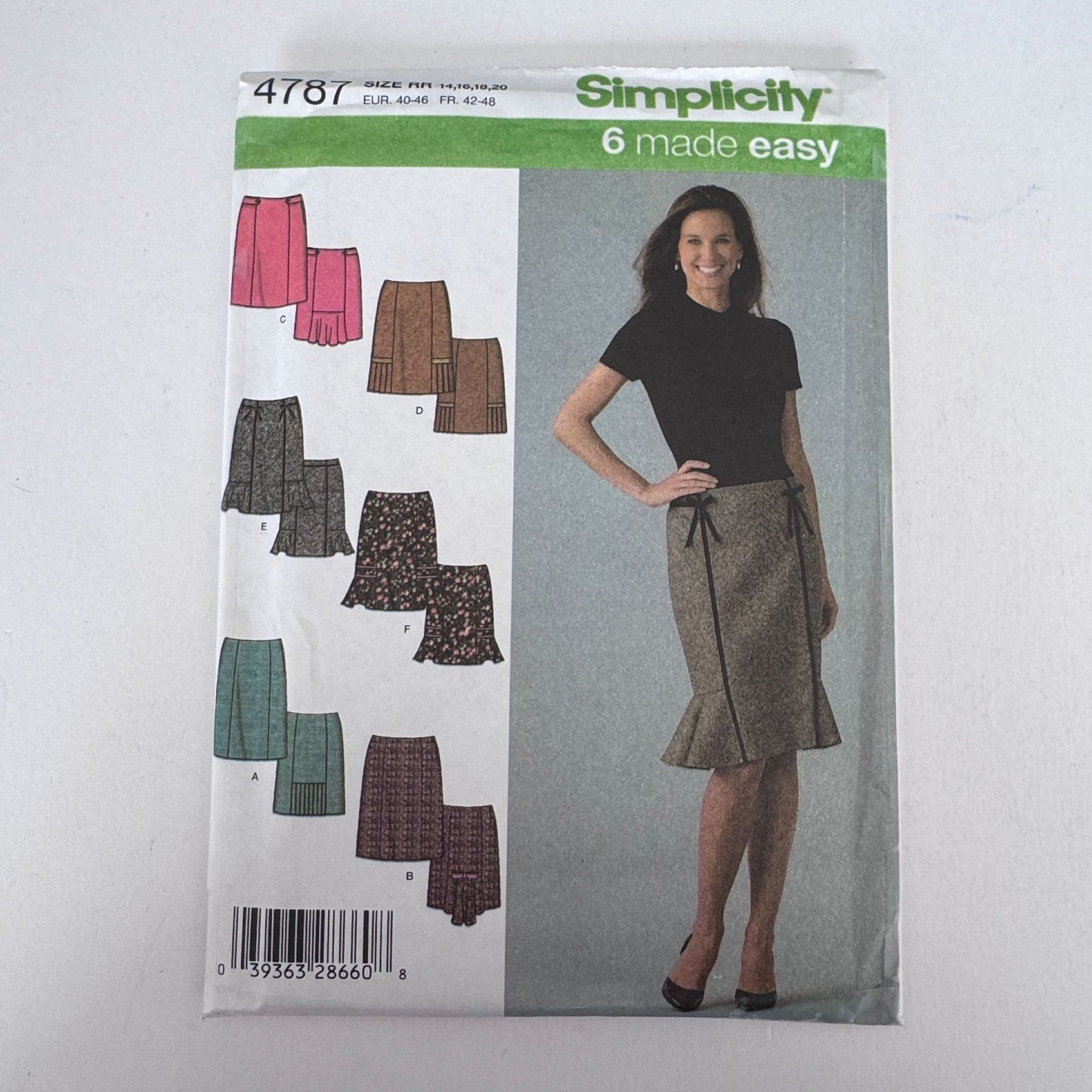 Simplicity Sewing Pattern 4787 Midi Skirt Y2K Office Core Feminine Workwear 14-20 Uncut Career