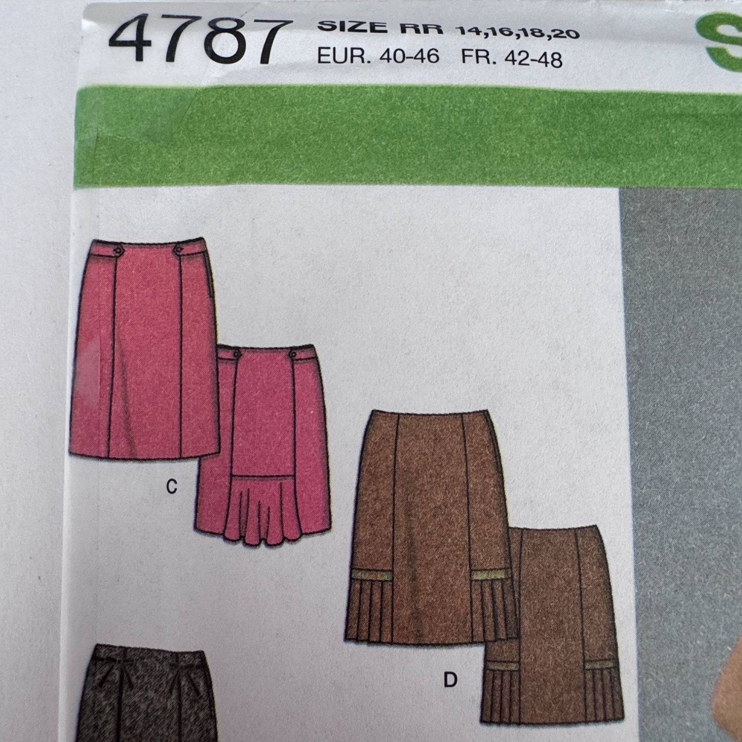 Simplicity Sewing Pattern 4787 Midi Skirt Y2K Office Core Feminine Workwear 14-20 Uncut Career