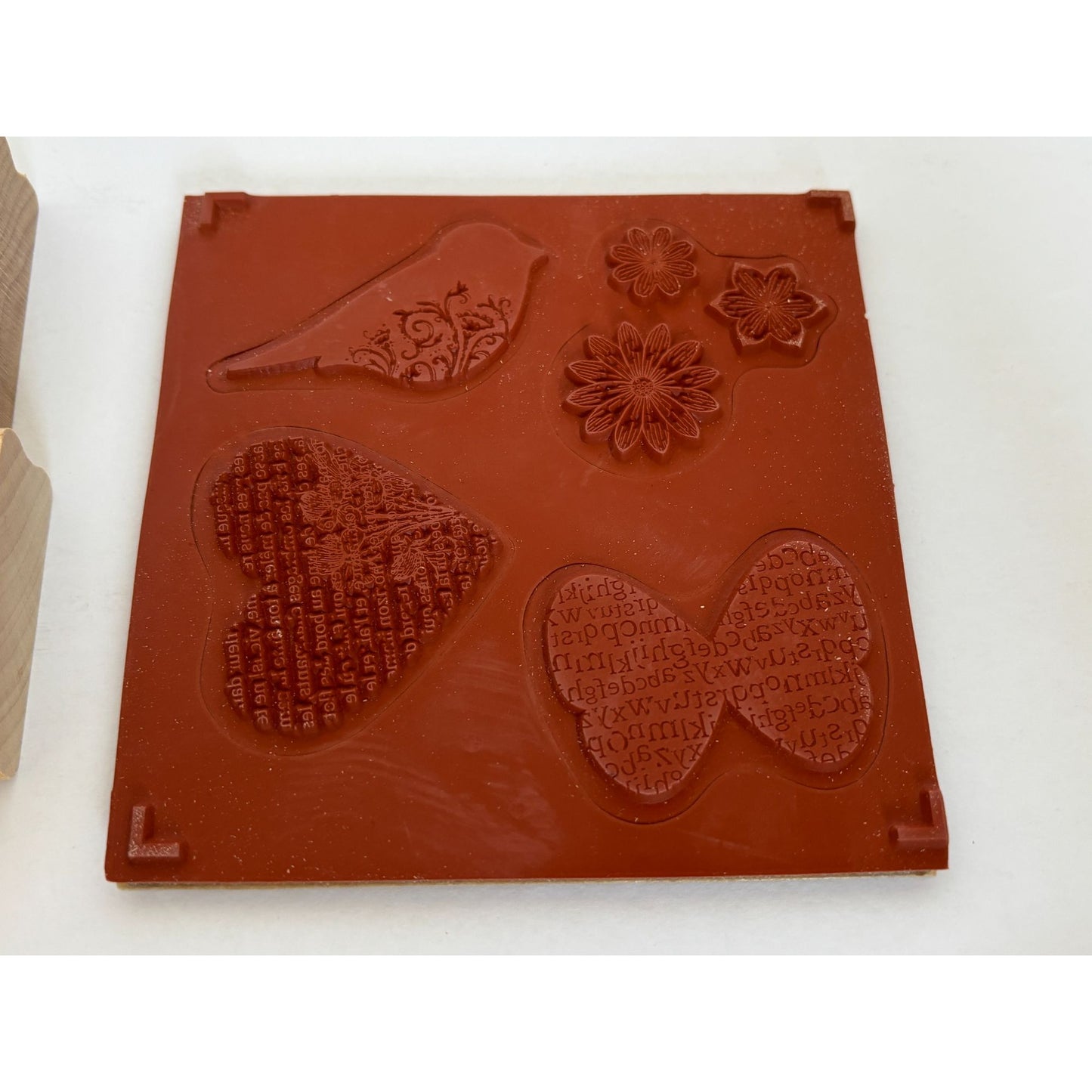 Stampin Up Punch Potpourri Set Wooden Rubber Stamp Bird Butterfly Heart Elegant