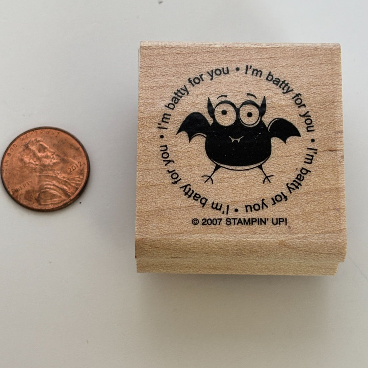 Stampin Up Rubber Stamp Halloween Bat Card Making Words Funny I am Batty For You