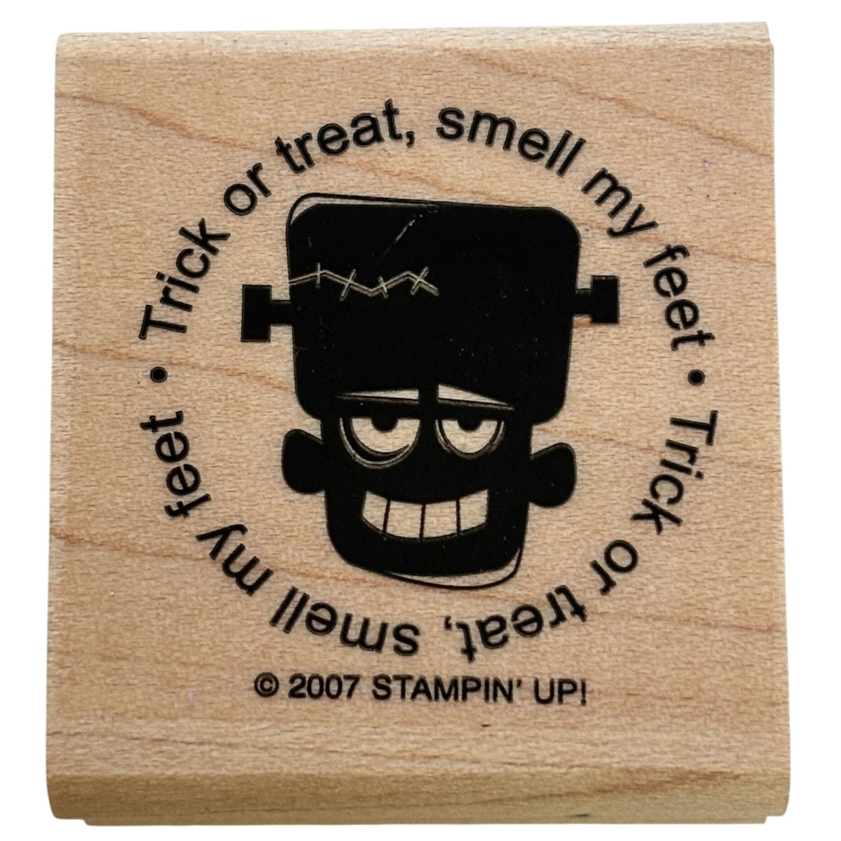 Stampin Up Rubber Stamp Frankenstein Trick or Treat Smell My Feet Halloween Wood Funny