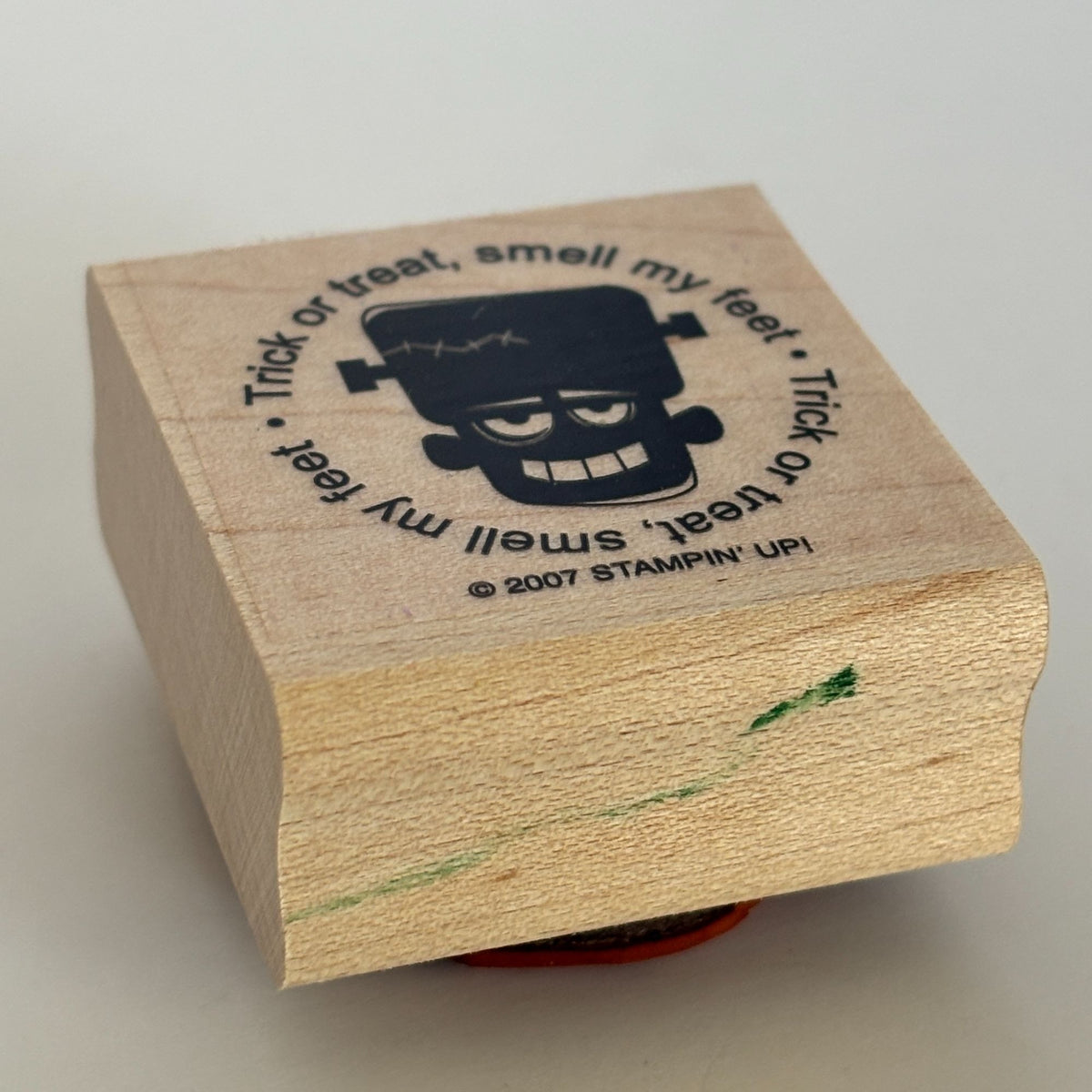 Stampin Up Rubber Stamp Frankenstein Trick or Treat Smell My Feet Halloween Wood Funny