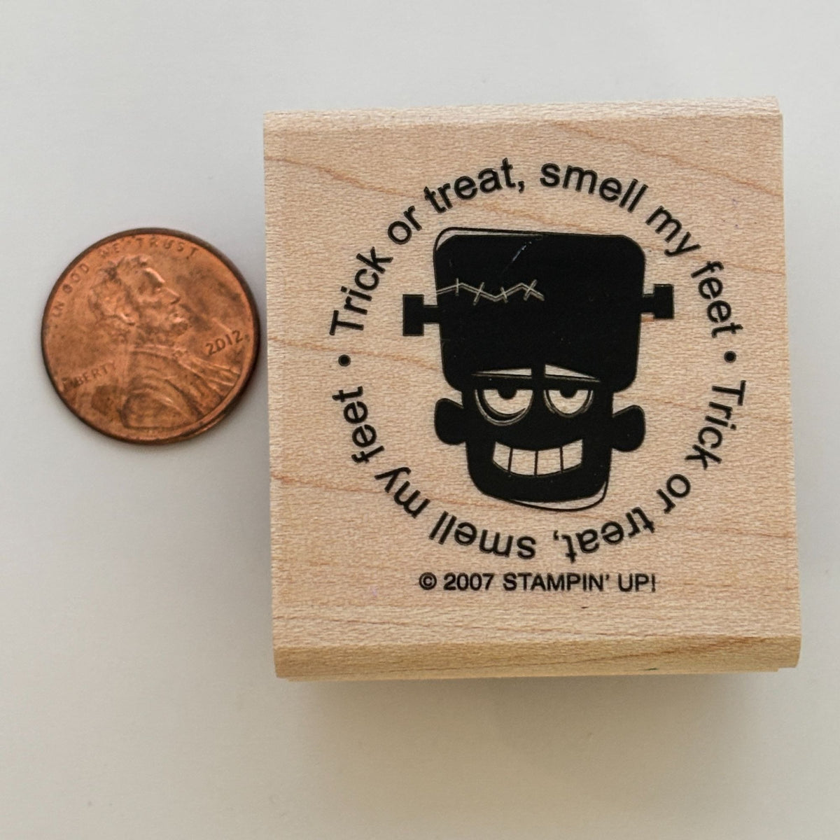 Stampin Up Rubber Stamp Frankenstein Trick or Treat Smell My Feet Halloween Wood Funny