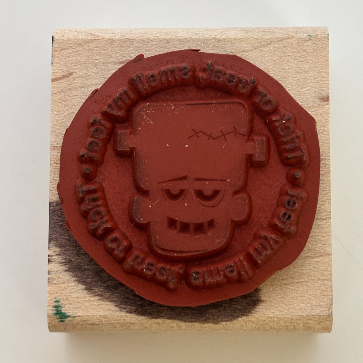 Stampin Up Rubber Stamp Frankenstein Trick or Treat Smell My Feet Halloween Wood Funny