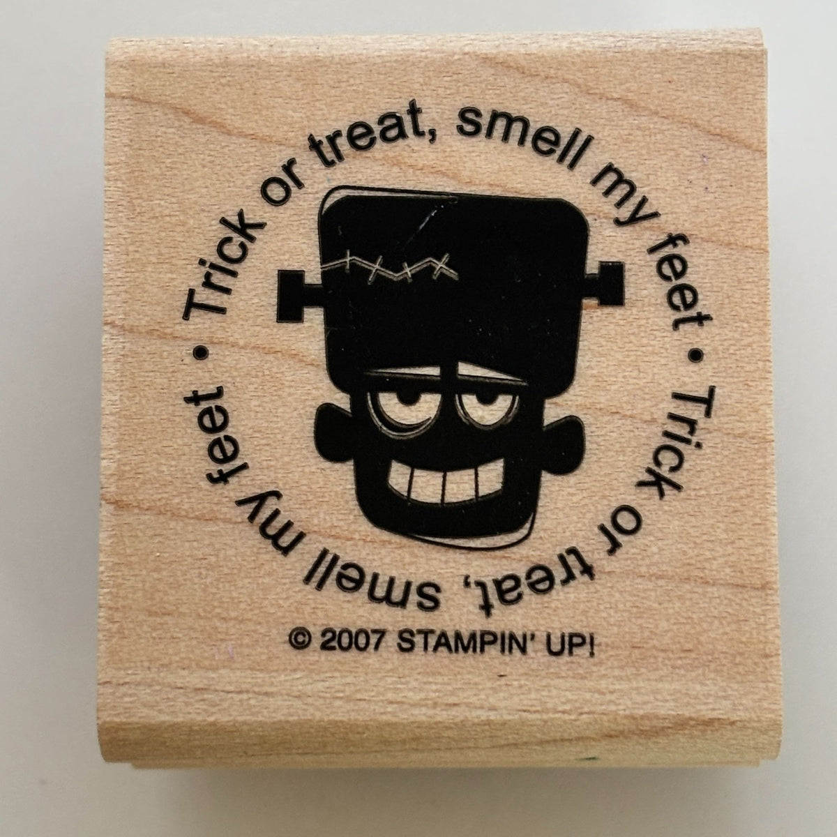 Stampin Up Rubber Stamp Frankenstein Trick or Treat Smell My Feet Halloween Wood Funny