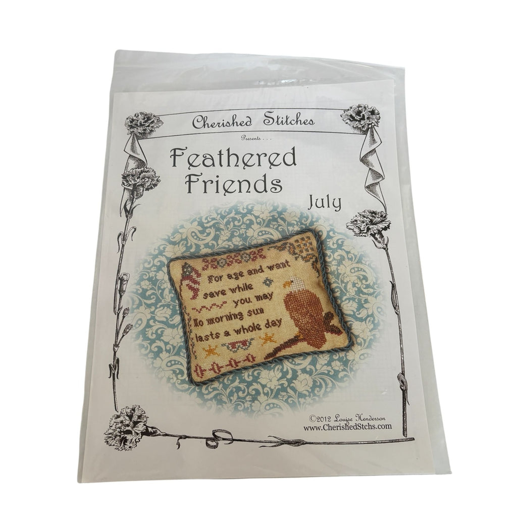 Cherished Stitches Cross Stitch Pattern Feathered Friends July 2012 Eagle Flag