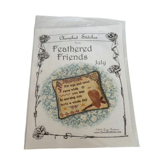 Cherished Stitches Cross Stitch Pattern Feathered Friends July 2012 Eagle Flag