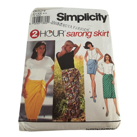 Simplicity Sewing Pattern 8304 Two Hour Sarong Skirt Casual Misses 8 10 12 14 UC