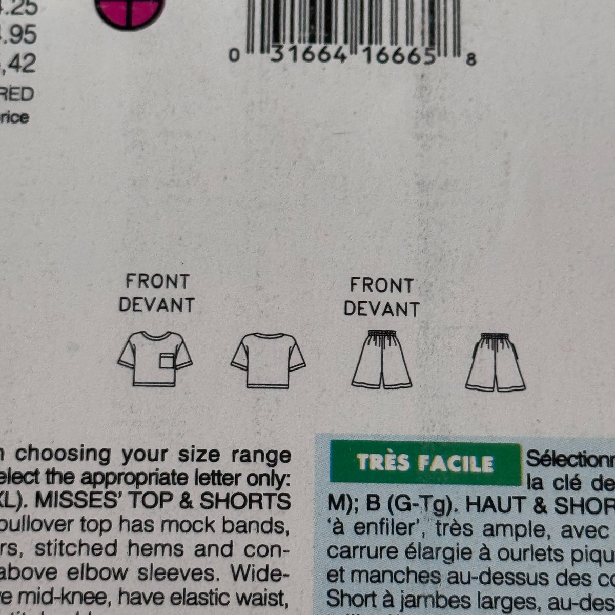 Butterick Sewing Pattern 6892 Summer Top Shorts Set 16-22 L-XL Easy 90s Loungewear Uncut