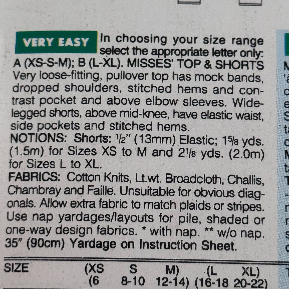 Butterick Sewing Pattern 6892 Summer Top Shorts Set 16-22 L-XL Easy 90s Loungewear Uncut