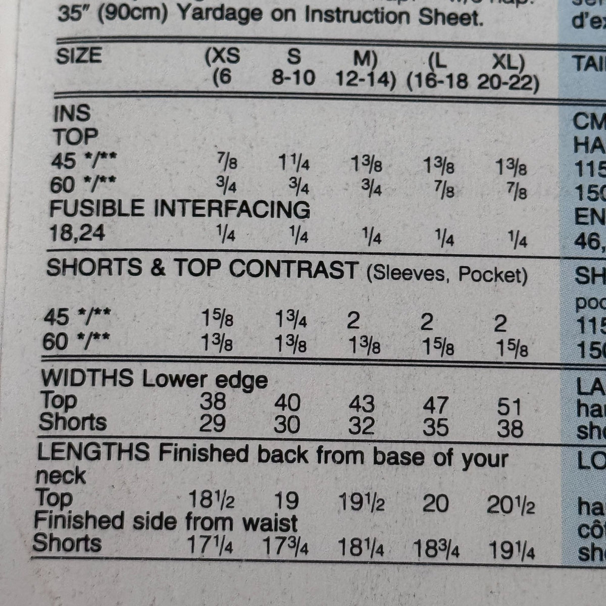 Butterick Sewing Pattern 6892 Summer Top Shorts Set 16-22 L-XL Easy 90s Loungewear Uncut