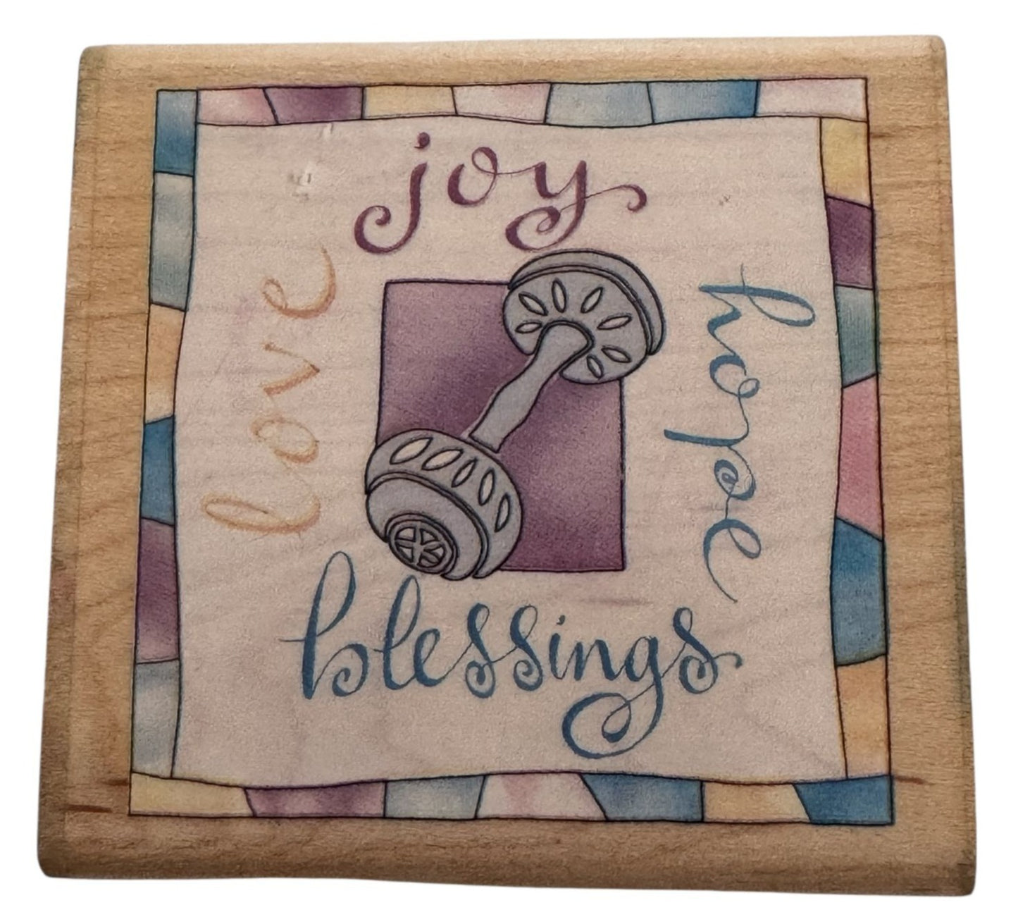 Inkadinkado Rubber Stamp Baby Shower Card Making Words Love Joy Hope Blessings