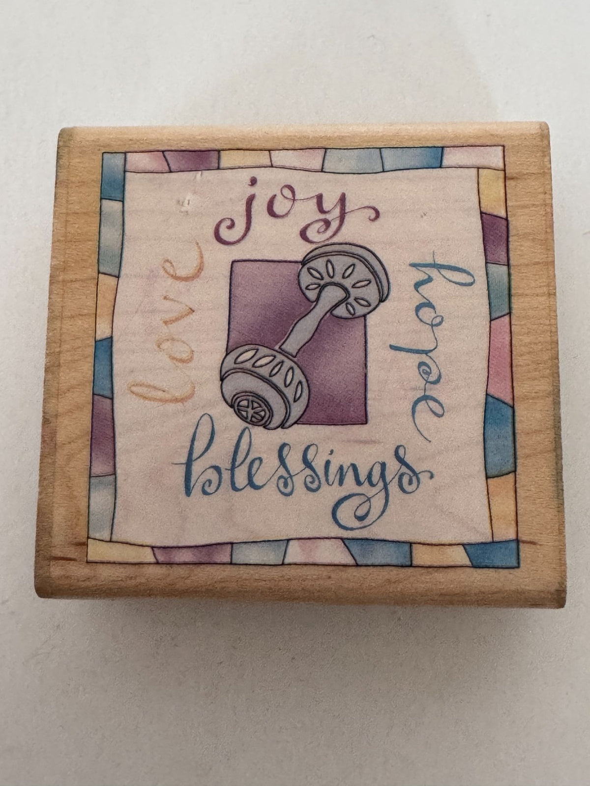 Inkadinkado Rubber Stamp Baby Shower Card Making Words Love Joy Hope Blessings