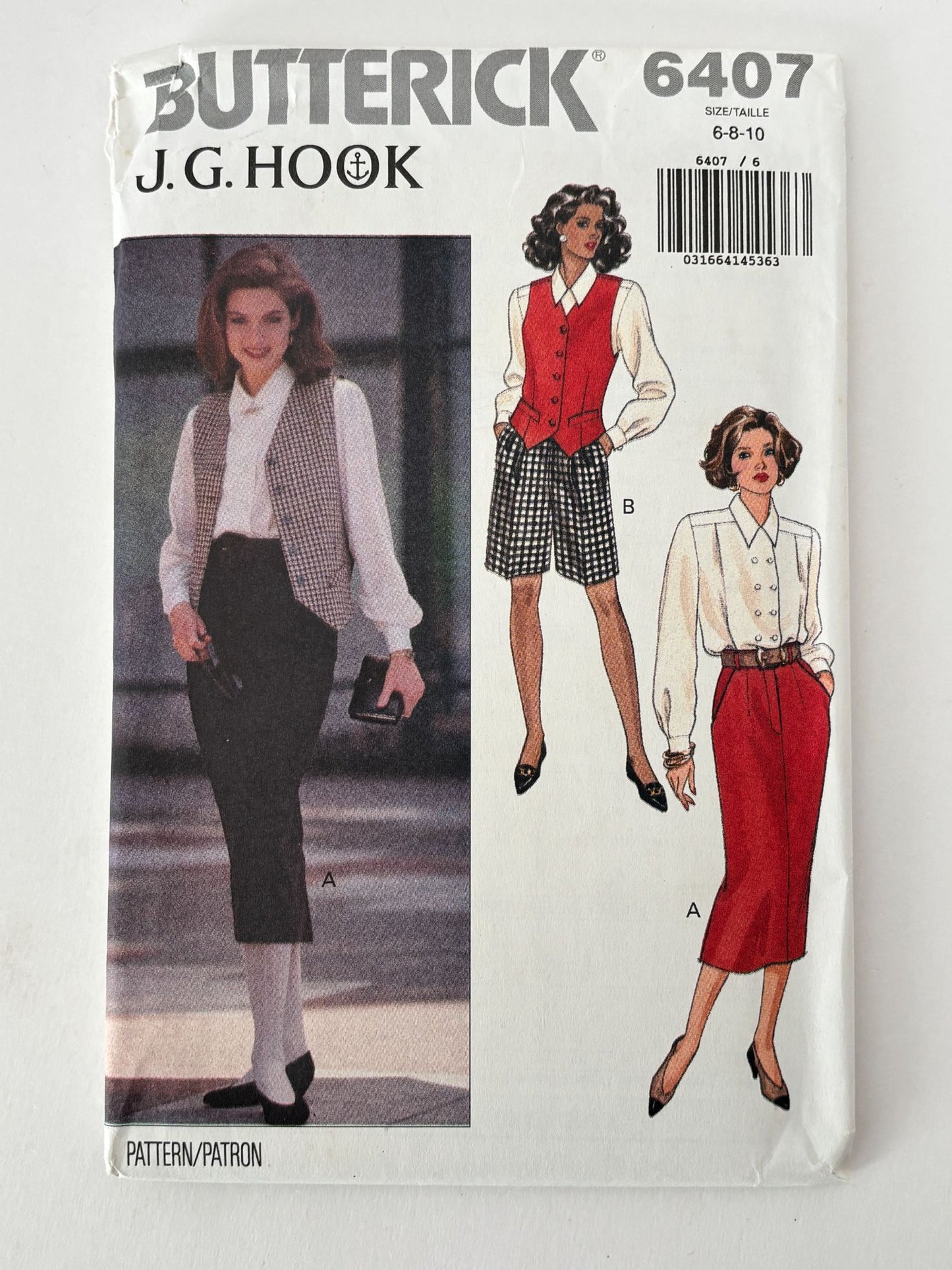 Butterick Sewing Pattern 6407 Vest Shirt Top Shorts Easy 90s Preppy 6 8 10 UC