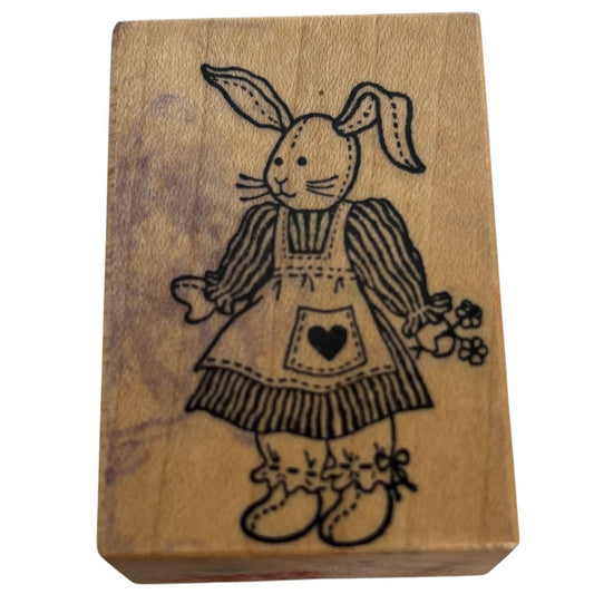 PSX Rubber Stamp Bunny Rabbit Rag Doll Country Primitive Toy Card Making D-572