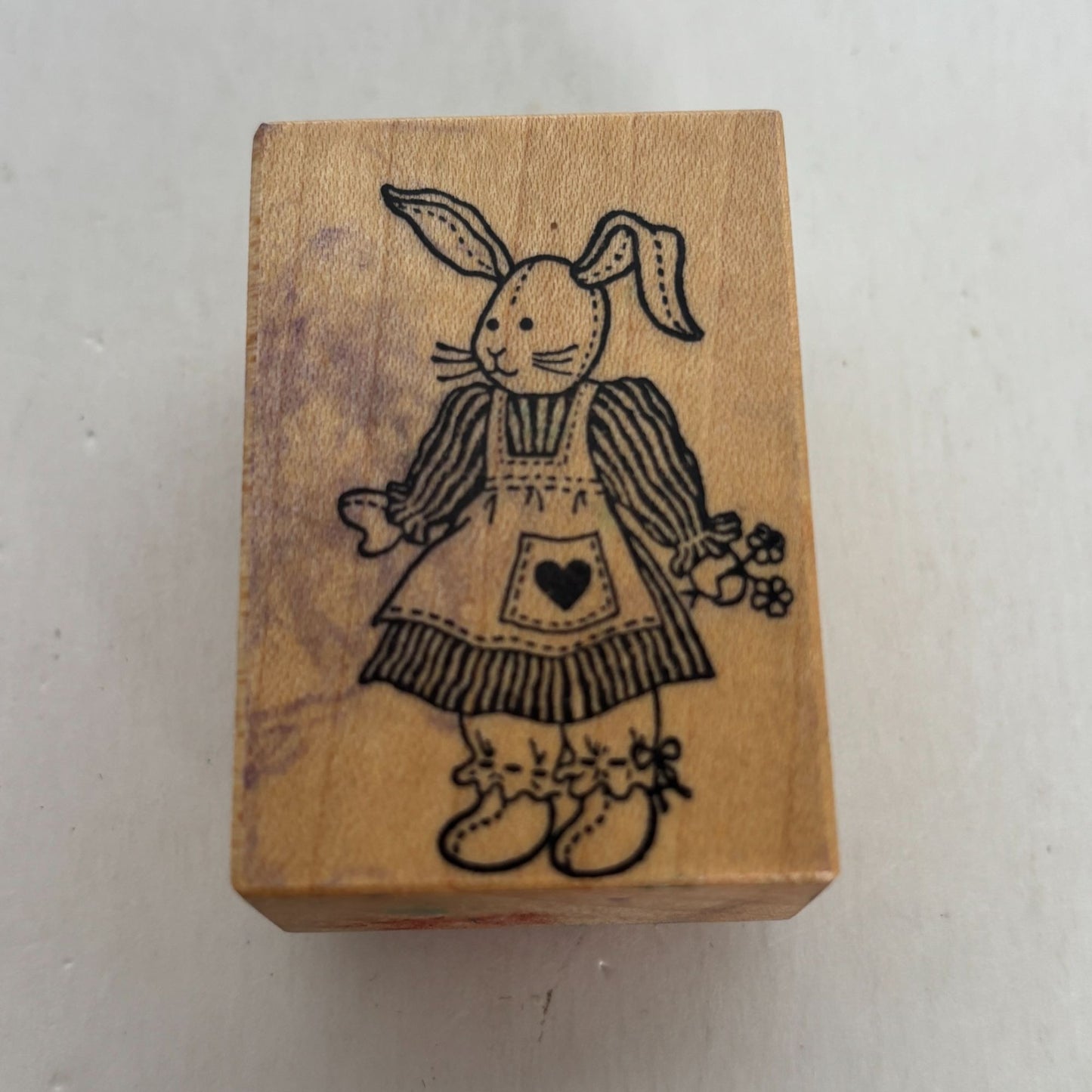 PSX Rubber Stamp Bunny Rabbit Rag Doll Country Primitive Toy Card Making D-572