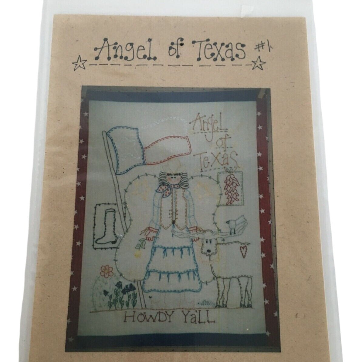 Angel of Texas Embroidery Pattern Howdy Cowgirl Boots Flag Creations by Sandy