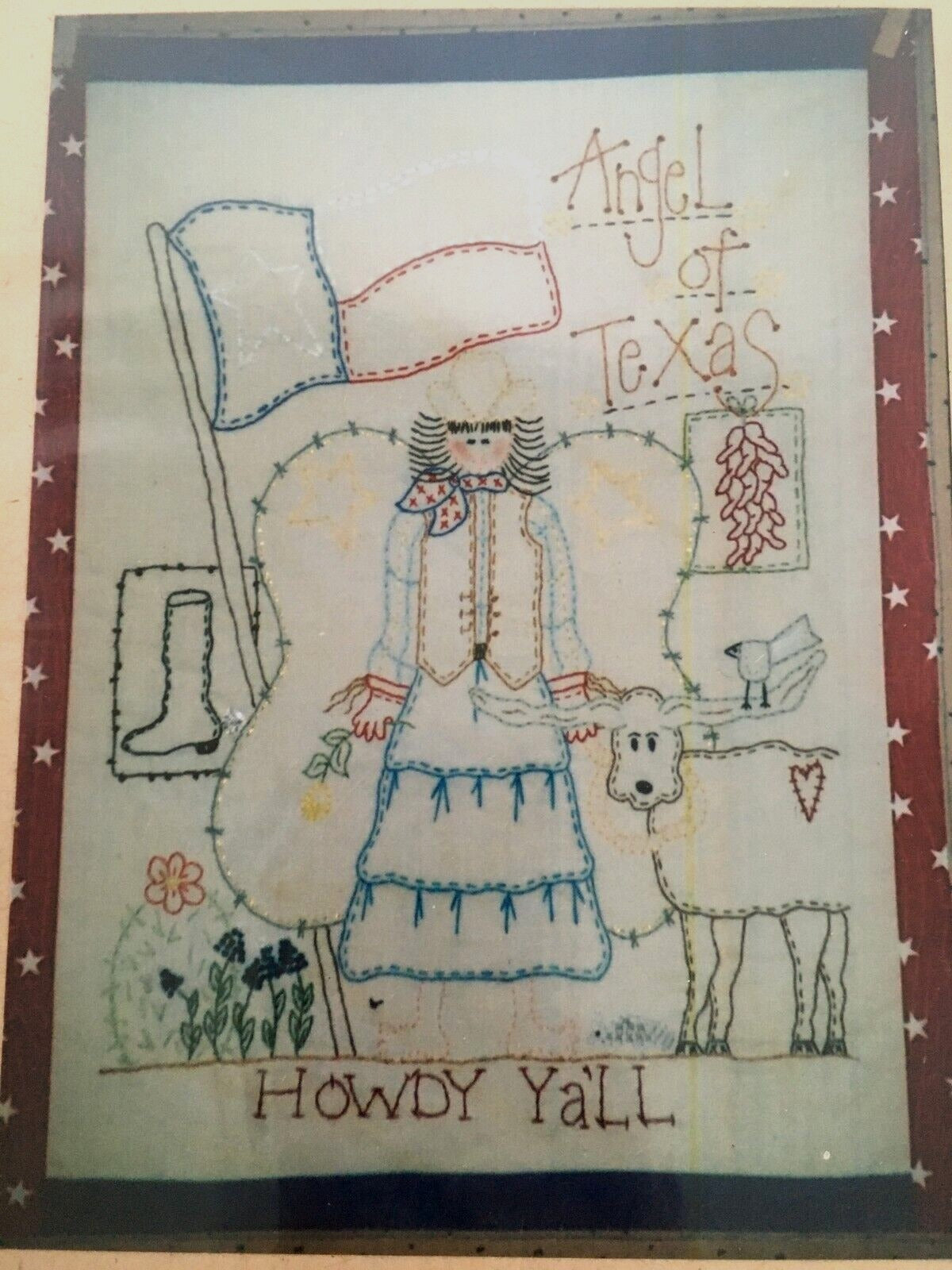 Angel of Texas Embroidery Pattern Howdy Cowgirl Boots Flag Creations by Sandy