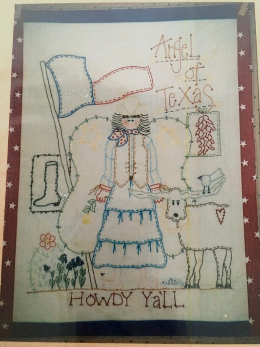 Angel of Texas Embroidery Pattern Howdy Cowgirl Boots Flag Creations by Sandy