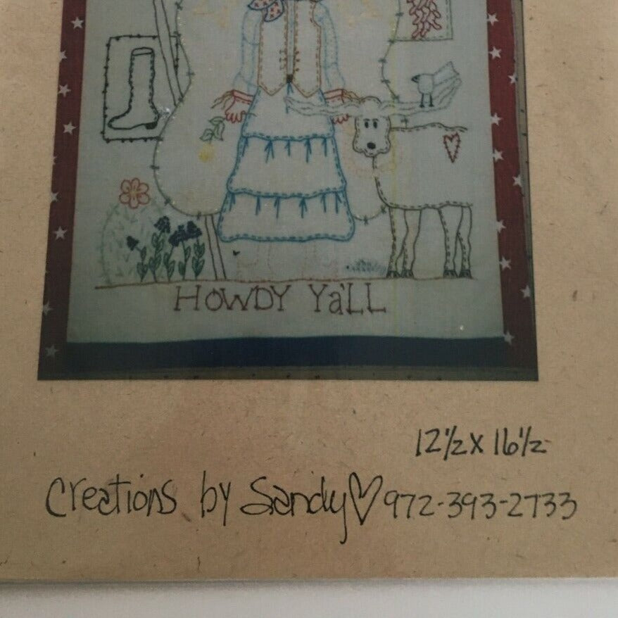 Angel of Texas Embroidery Pattern Howdy Cowgirl Boots Flag Creations by Sandy