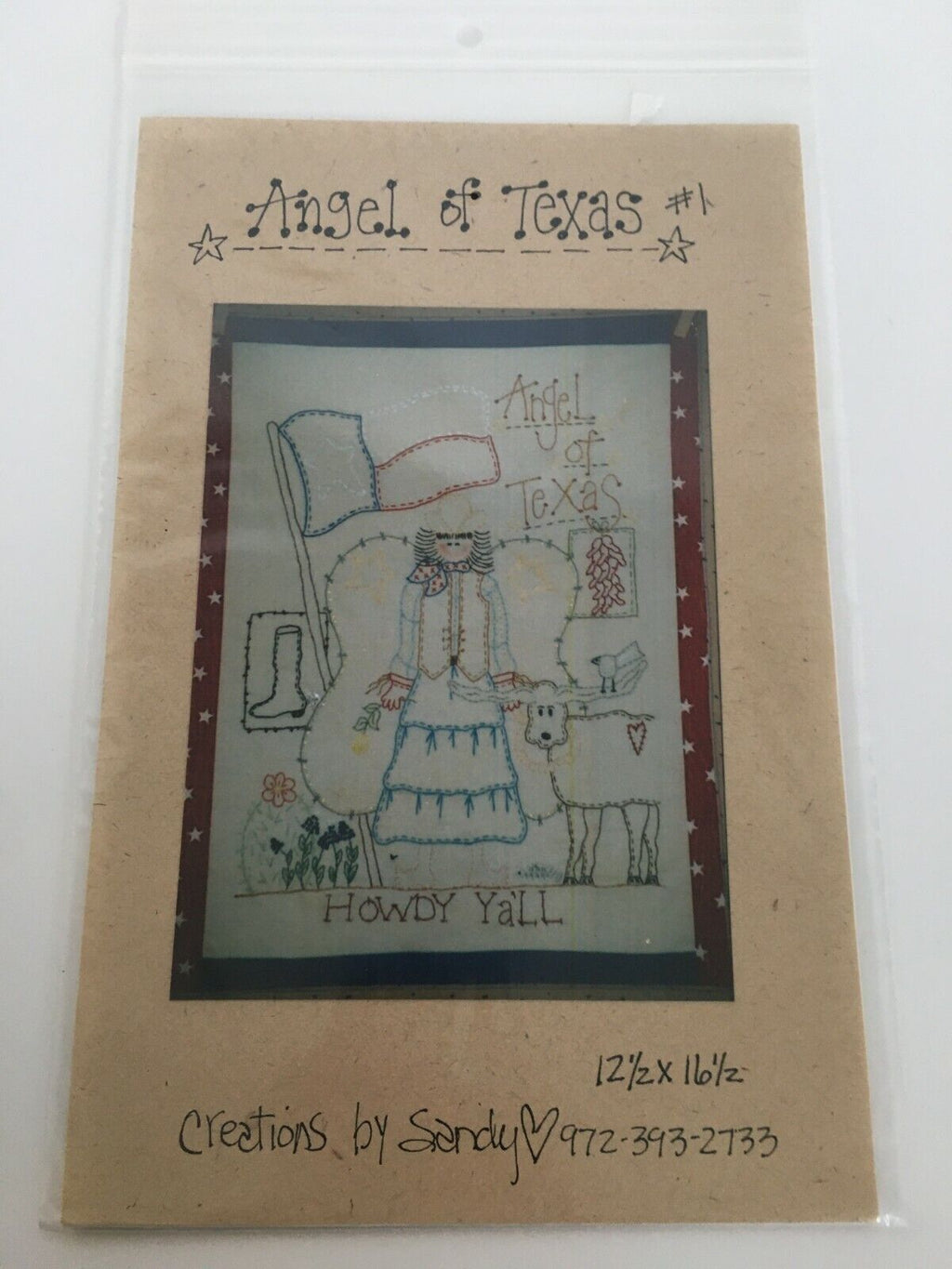 Angel of Texas Embroidery Pattern Howdy Cowgirl Boots Flag Creations by Sandy