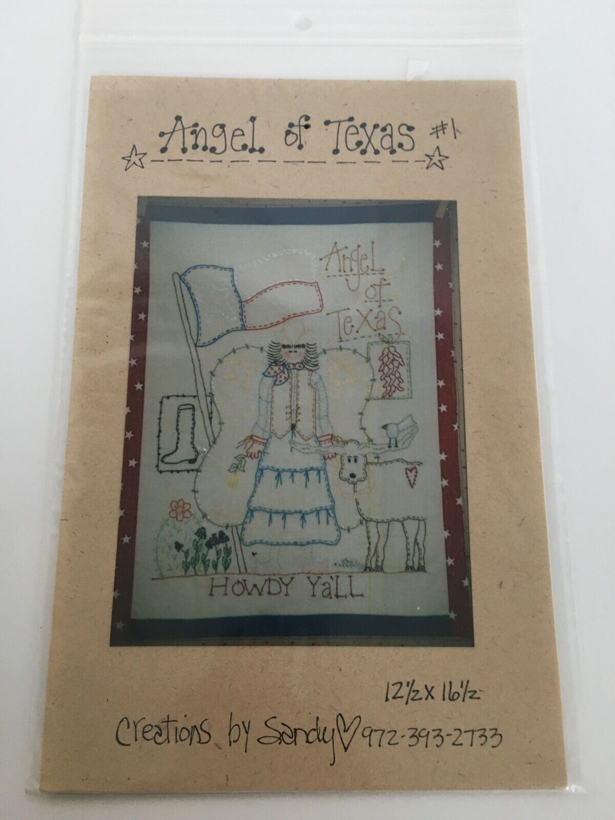 Angel of Texas Embroidery Pattern Howdy Cowgirl Boots Flag Creations by Sandy