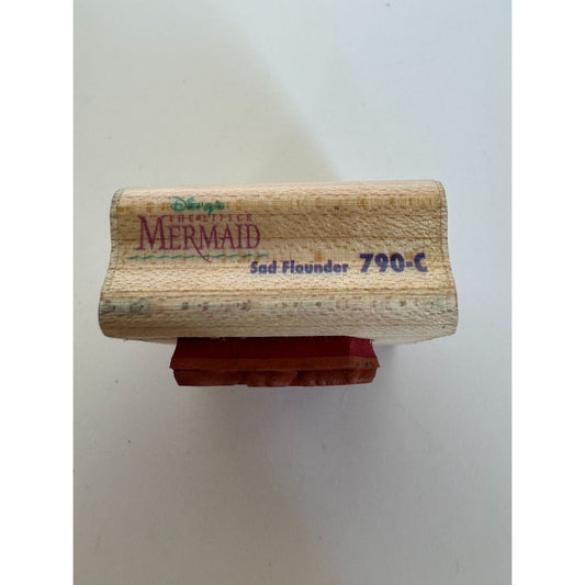 Disney Rubber Stamp Sad Flounder Fish Little Mermaid Character Rubber Stampede
