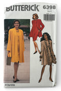 Butterick Sewing Pattern 6398 Coat and Dress 1990s Flare 90s Vintage 6 8 10 UC