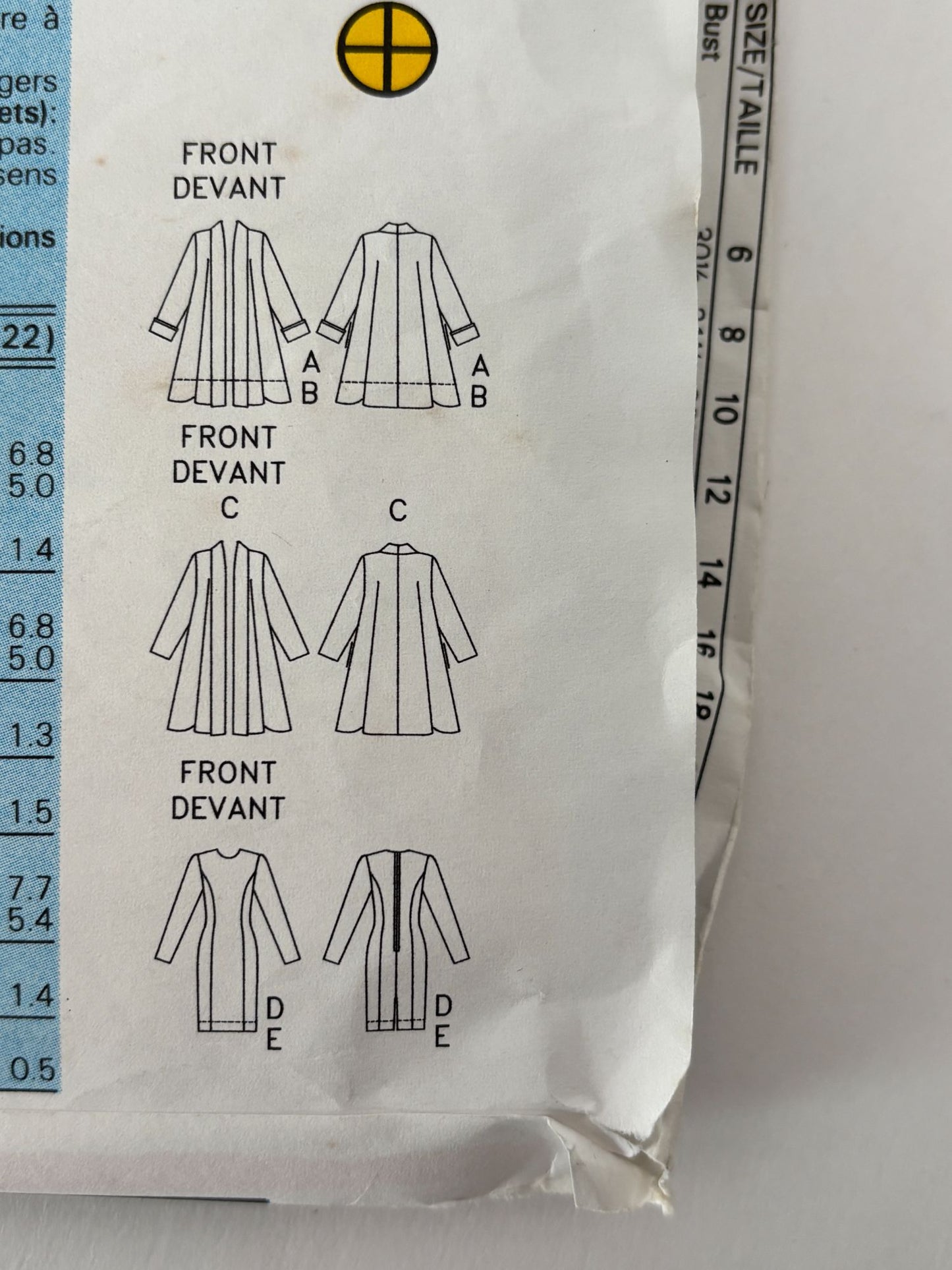 Butterick Sewing Pattern 6398 Coat and Dress 1990s Flare 90s Vintage 6 8 10 UC
