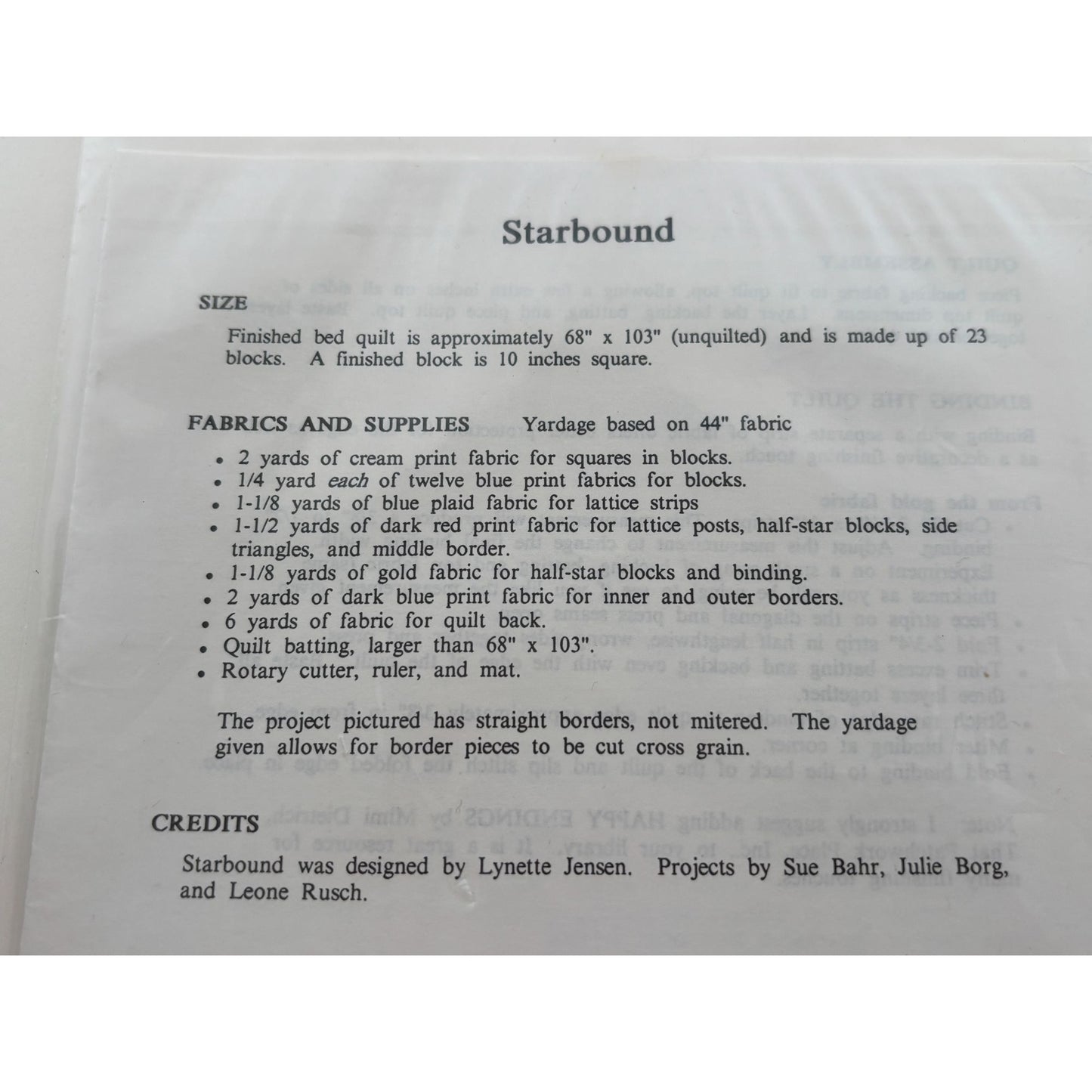 Thimbleberries Starbound Bed Quilt Pattern by Lynette Jensen Quilting Project
