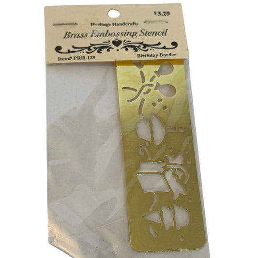 Heritage Handcrafts Brass Embossing Stencil Birthday Border Template For Crafts