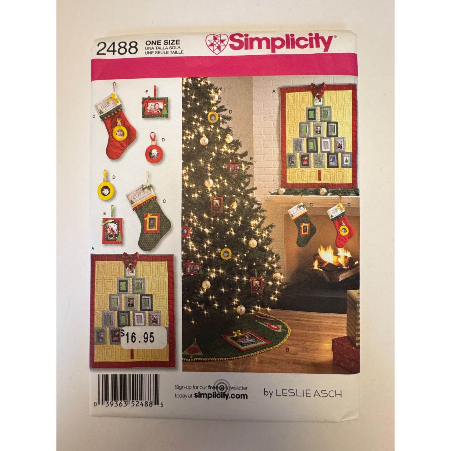 Simplicity Sewing Pattern 2488 Christmas Tree Ornaments Stocking Wall Hanging Uncut