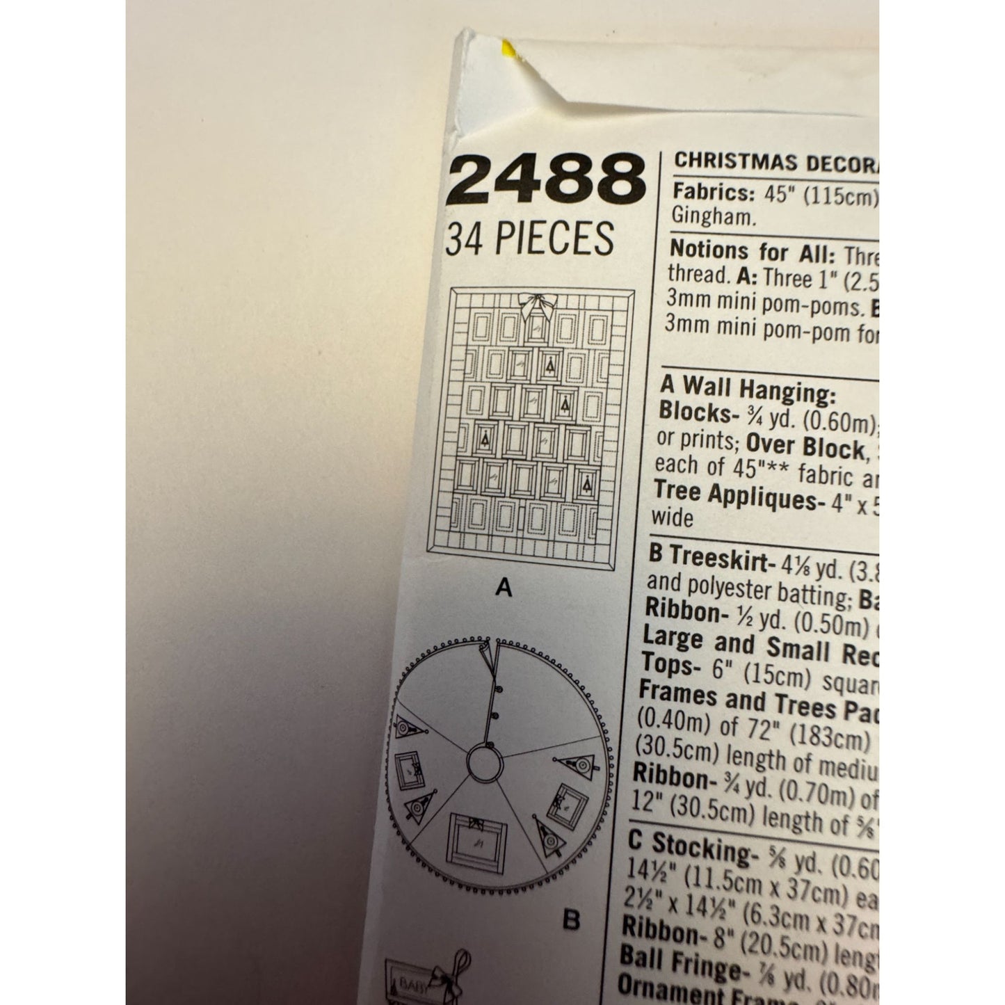 Simplicity Sewing Pattern 2488 Christmas Tree Ornaments Stocking Wall Hanging Uncut
